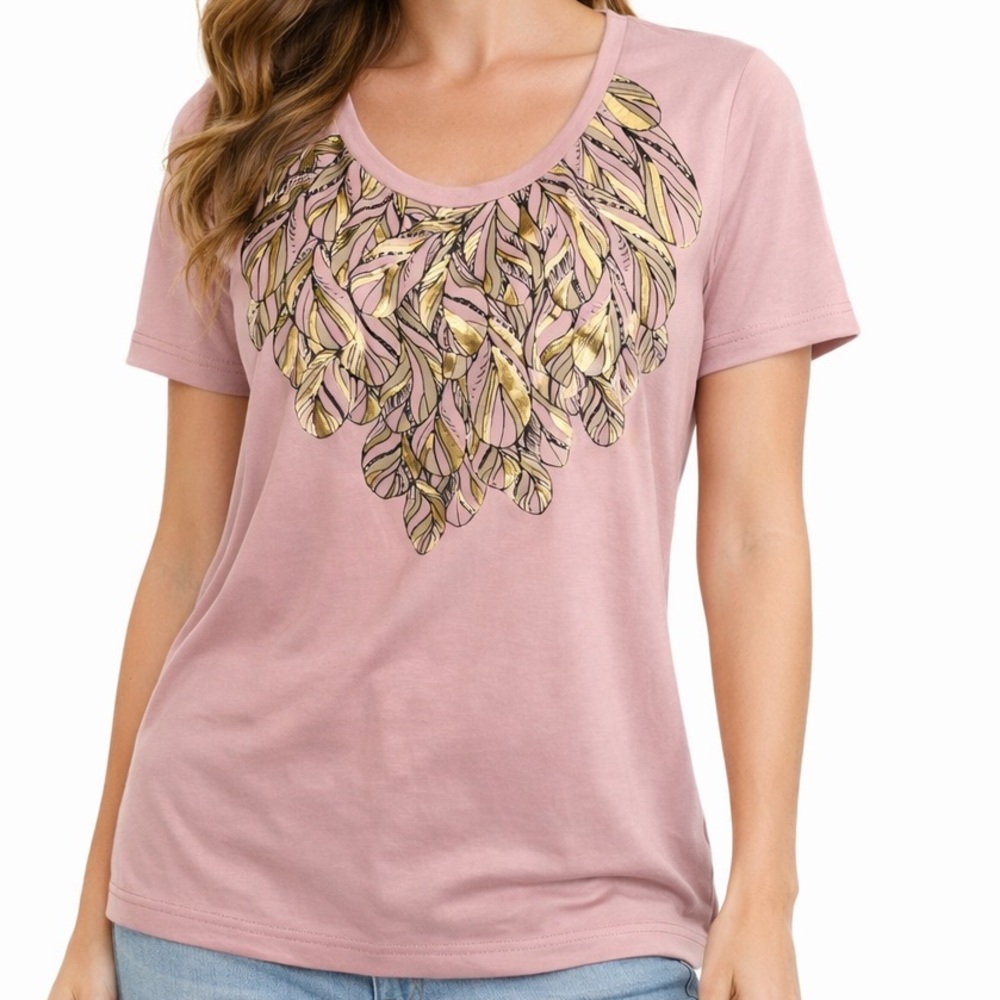 Daisy fuentes dusty pink gold tshirt